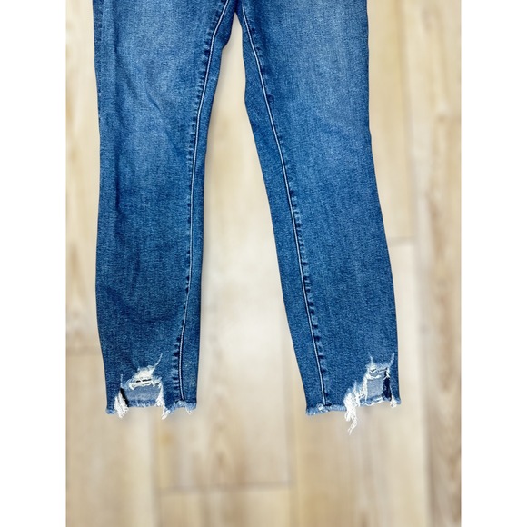 Abercrombie Fitch High Rise Super‎ Skinny Ankle Jeans Blue Button Fly Distressed - Picture 3 of 6